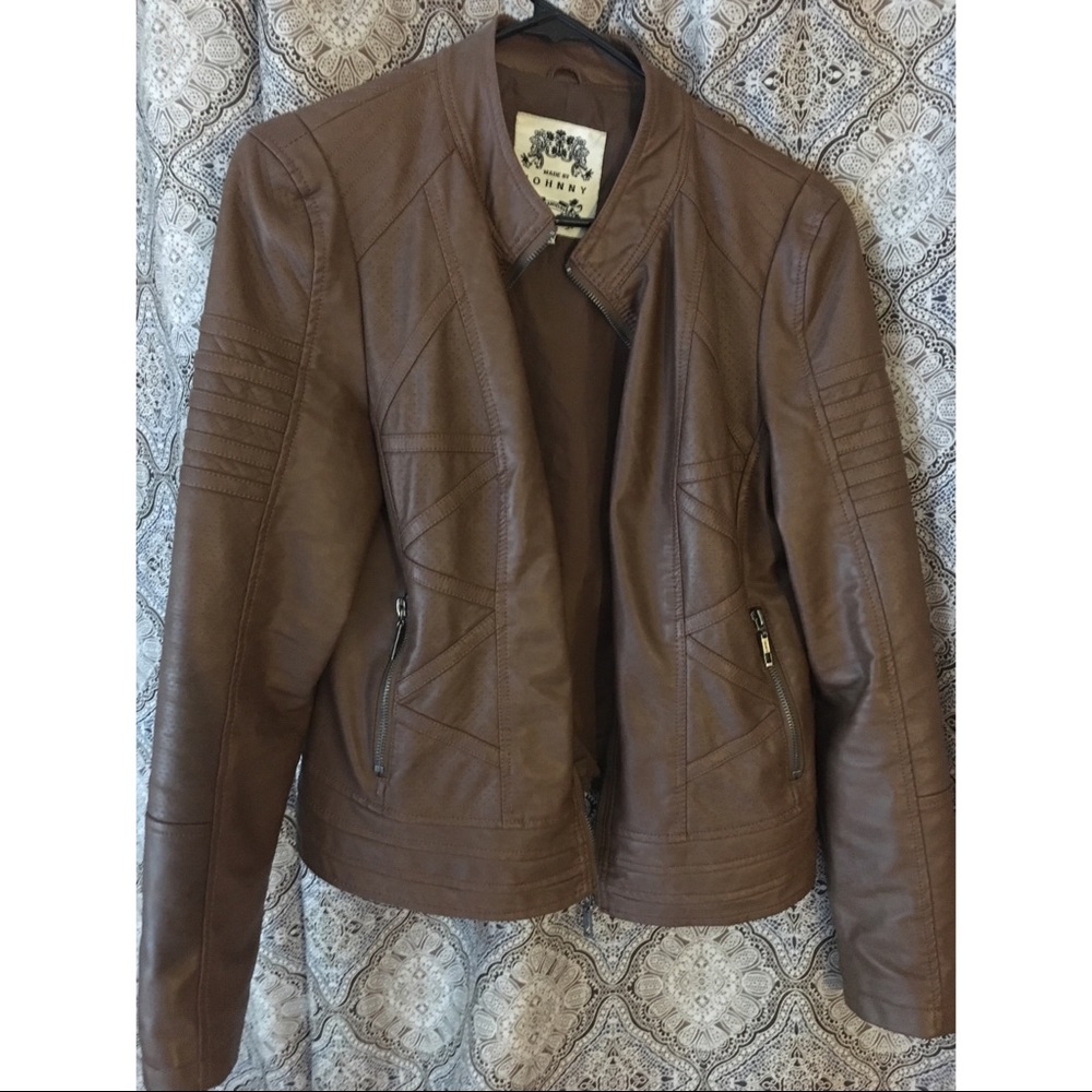 Vegan leather camel colored jacket